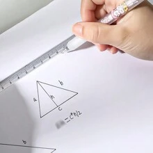 Regla triangular transparente para dibujar y medir, estilo simple, con escala 3D, 15cm/20cm, adecuada para exámenes y uso de oficina, regla triangular de plástico transparente para volver a la escuela - transparente - Ver 4