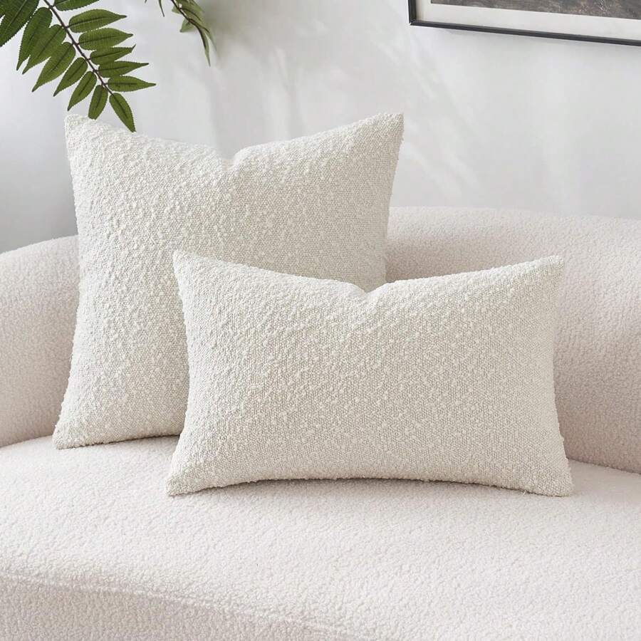 Luxury Decorative Boucle Texture Square Sofa Cushion Cover Set For Living Room Home Decor, Modern Knitted Pillow Case Without Filling, Suitable For Sofa, Living Room, Bedroom, Farmhouse, Also As Gift