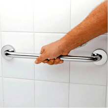 Alça de Apoio Inox Barra 30cm Segurança Idoso Gestante Banheiro Box Parede Suporte Acessibilidade Resistente Corrimao Parede - Multicolorido - Visão 2