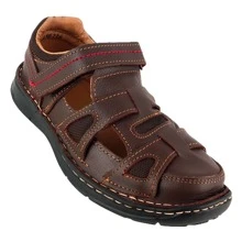 Huaraches Para Hombres Sandalias De 100% Piel Cómodas Para La Playa O Descansos De Broche 220-c - Café integral - Ver 2