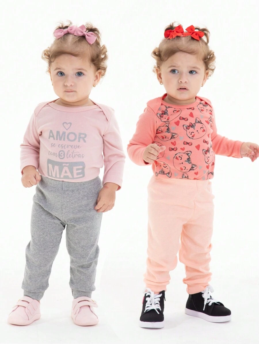 Baby Girl Bodysuit 1 Winter Long Sleeve Bodysuit + 1 Pants/Shorts - 彩色 - 查看 1
