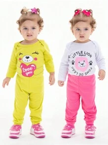 Baby Girl Bodysuit 1 Winter Long Sleeve Bodysuit + 1 Pants/Shorts - 彩色 - 查看 2