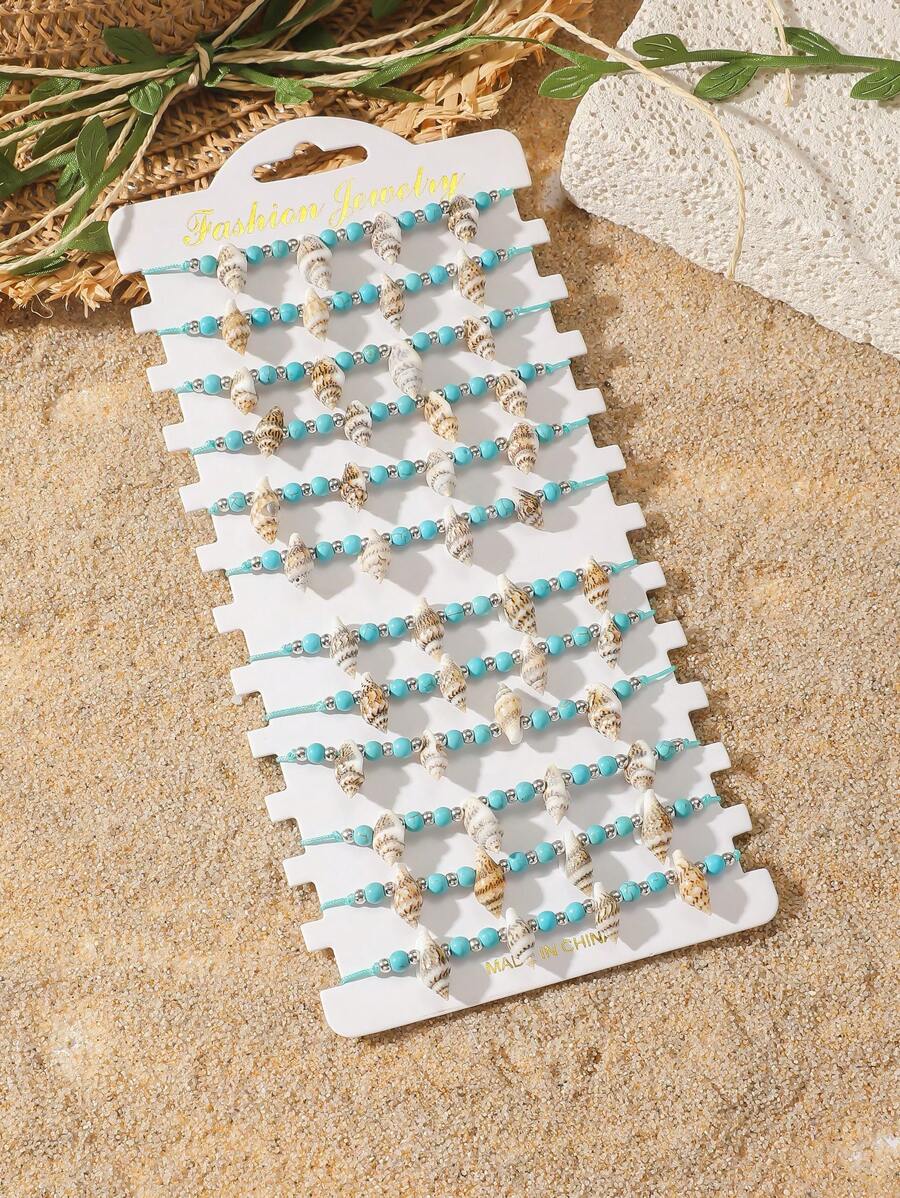 12pcs/Set Ocean Beach Style Marine Life Series Adjustable Bracelets - Multicolor - View 1