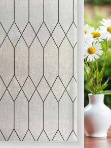 1 Roll Matte Geometrical Pattern Static Cling Glass Window Film, Opaque Vinyl Non-Adhesive Privacy Window Sticker, Reusable And UV Blocking, Suitable For Glass Doors, Cabinet Mirrors And Shower Screens (17.5*118in) - Frosted - View 3