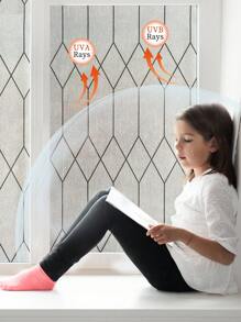 1 Roll Matte Geometrical Pattern Static Cling Glass Window Film, Opaque Vinyl Non-Adhesive Privacy Window Sticker, Reusable And UV Blocking, Suitable For Glass Doors, Cabinet Mirrors And Shower Screens (17.5*118in) - Frosted - View 11