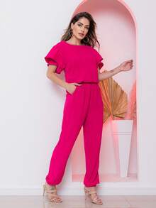 Women Two-Piece Outfits - 玫紅色 - 查看 2