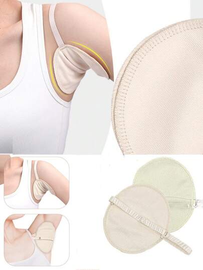 1pair Honeycomb Breathable Sweat Absorption Armpit Pads, Washable Sweat Guard With Invisible Shoulder Straps