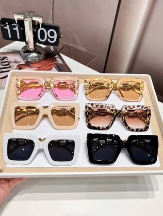 6pcs Y2K Square Cute Retro Sports Fashion Eyeglasses For Men And Women, Summer Beach Accessories For Women Glasses Shades For Summer Beach Vacation,Outdoor,Travel