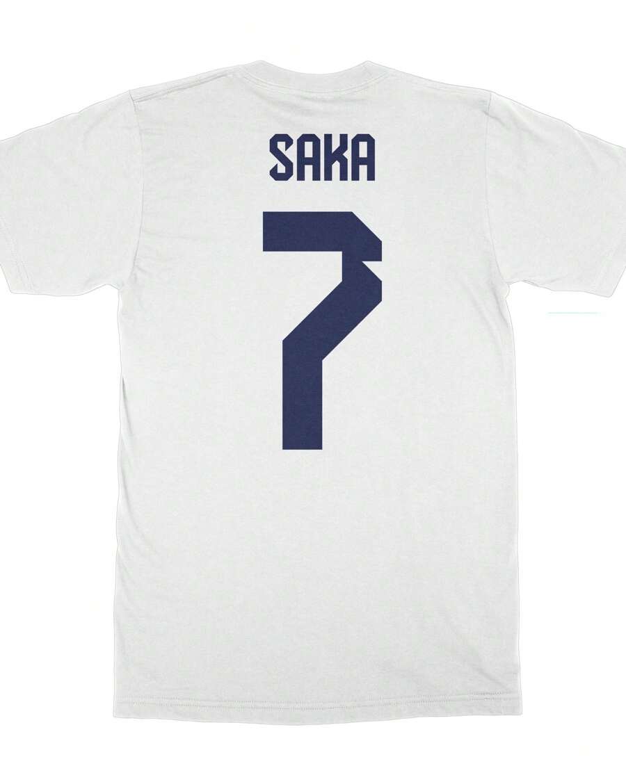 England Star Soccer Player Saka 7 Europa 2024 Unisex T-Shirt - White - View 1