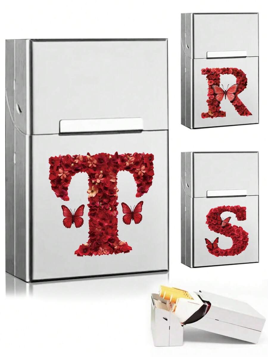 1 szt. Metalowe etui na papierosy, przenośne pudełko na cygara z magnetycznym, odpornym na wilgoć pojemnikiem na tytoń, odporne na zużycie, odporne na zgniatanie, akcesoria do palenia, nazwa własna, 26 liter, wzór