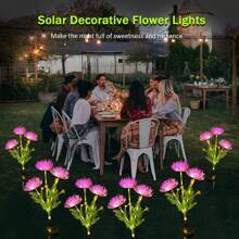 Solar Garden Lights, Solar Flowers Lights With Glowing Flowers & Stems, Garden Decoration Solar Lights Outdoor Waterproof, Solar Landscape Lights For Patio Yard Decor, Gift For Woman (2Pack ) - 紫色 - 查看 6