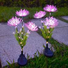 Solar Garden Lights, Solar Flowers Lights With Glowing Flowers & Stems, Garden Decoration Solar Lights Outdoor Waterproof, Solar Landscape Lights For Patio Yard Decor, Gift For Woman (2Pack ) - 紫色 - 查看 1