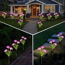 Solar Garden Lights, Solar Flowers Lights With Glowing Flowers & Stems, Garden Decoration Solar Lights Outdoor Waterproof, Solar Landscape Lights For Patio Yard Decor, Gift For Woman (2Pack ) - 紫色 - 查看 5