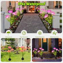 Solar Garden Lights, Solar Flowers Lights With Glowing Flowers & Stems, Garden Decoration Solar Lights Outdoor Waterproof, Solar Landscape Lights For Patio Yard Decor, Gift For Woman (2Pack ) - 紫色 - 查看 4