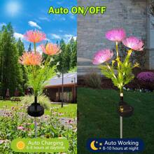 Solar Garden Lights, Solar Flowers Lights With Glowing Flowers & Stems, Garden Decoration Solar Lights Outdoor Waterproof, Solar Landscape Lights For Patio Yard Decor, Gift For Woman (2Pack ) - 紫色 - 查看 3