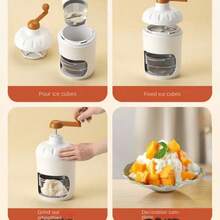 Household Mini Hand-Cranked Ice Shaver Machine, Snowflake Ice Maker, Ice Crusher, Ice Cream Maker - White - View 4