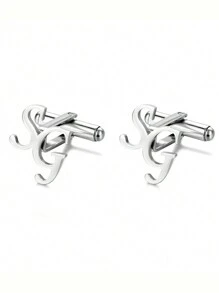 [1 Pair] Custom Name Cufflinks For Men, Stainless Steel Shirt Buttons With Abbreviation, Personalized College Style Logo Cufflinks, Groomsman Wedding Jewelry, Family Festival Gifts, Graduation & Friends Gifts Gold, Silver Stylish For Father's Day, For Graduation, For Weddings, For Daily Wear, For Party, For Prom