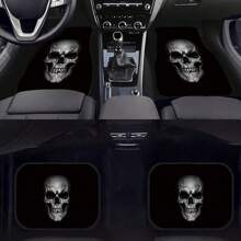 1入組獨特骷髏元素印花汽車地墊，通用前後車腳墊，保護您的汽車免受灰塵和泥漿，SUV和轎車均適用的迷彩圖案車腳墊 - 均碼 - 查看 1
