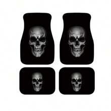 1入組獨特骷髏元素印花汽車地墊，通用前後車腳墊，保護您的汽車免受灰塵和泥漿，SUV和轎車均適用的迷彩圖案車腳墊 - 均碼 - 查看 4