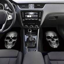 1入組獨特骷髏元素印花汽車地墊，通用前後車腳墊，保護您的汽車免受灰塵和泥漿，SUV和轎車均適用的迷彩圖案車腳墊 - 均碼 - 查看 3