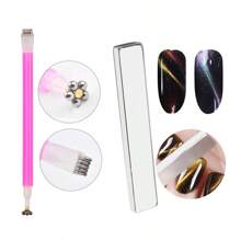 XEIJAYI 9 件装美甲磁性笔 3D 猫眼设计双头磁力棒凝胶指甲油魔法美甲 DIY 和沙龙工具、美甲用品、美甲工具、美甲工具、返校、指甲、按压指甲的美甲工具