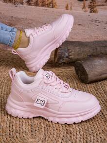 Giày thể thao Chunky Thiết kế dành cho nữ Giày thể thao Chunky trắng, Giày thể thao thông thường có đế Sneaker, Giày nhẹ phù hợp với mọi loại giày có đế dày - Hồng - Xem 11