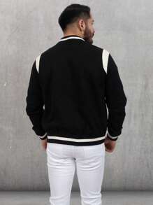 Chamarra Chaqueta Bomber Piel De Durazno Para Caballero Hombre 2 Colores - Negro - Ver 3