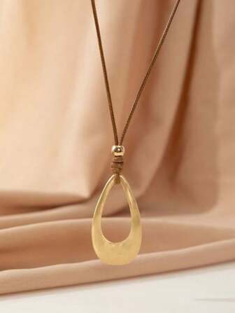 Hegaze 1pc Vintage  Teardrop-Shaped Pendant Women's Necklace