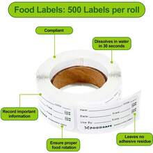 1 Roll - Dissolvable Food Labels For Food Rotation Storage Labeling, 1 X 2 Inches (Approx. 2.5 X 5.0 Cm) Removable Freezer Labels For Kitchen, Restaurant, Home Supplies, Food Safety Date Sticker - White - View 6
