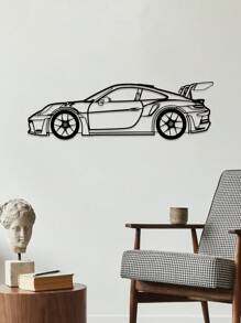 1入裝飾藝術創意金屬鐵藝911 GT3 RS跑車掛壁藝術裝飾品，適用於室內外牆面裝飾的吊墜飾品，汽車愛好者和男人的禮物，聖誕和萬聖節禮物