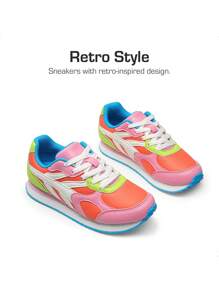 Boys Girls Sneakers Unisex-Child Casual Walking Shoes Kids Lightweight Lace-Up Tennis Shoes Comfortable - 彩色 - 查看 8
