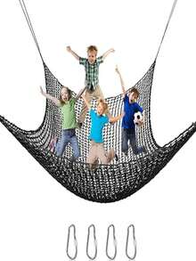 Red de seguridad para juegos infantiles, red de protección para juegos infantiles de doble capa, red de cuerda decorativa para interiores y exteriores - Negro - Ver 1