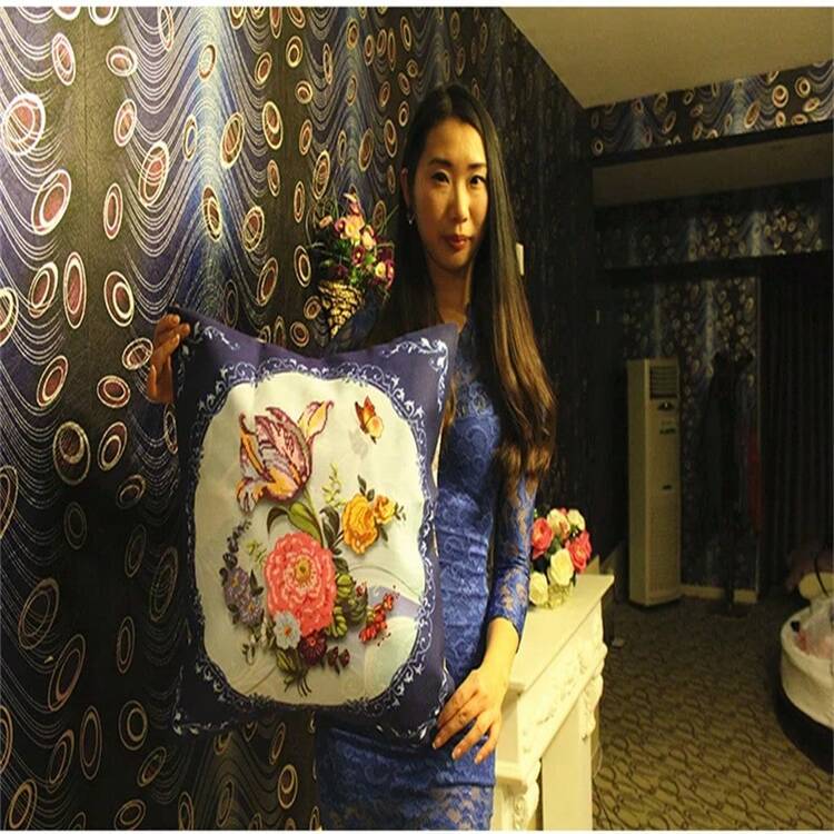 LaoJieYuan Cross Stitch Pillow Kit Embroidery Needlework Sets Diy Own Hand Embroidery Printed 5D Cross Stitch Pillow Kits Patterns Paintings Accessories Fabric - Style 19 - View 8