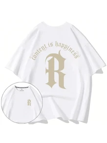 Oversize Street Hip Hop Short Sleeve T-Shirt For Men - White - View 5