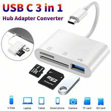 STONESKY 3 In 1 USB C Multi Port Converter Adapter SD Card Reader For IOS Pro Laptop - trắng - Xem 1