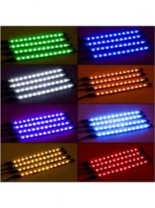 1 Bộ 72 Đèn LED Xe Hơi Ô Tô Không Khí Đèn Đèn Neon DIY RGB Nhiều Màu Sắc 48 Đèn LED Từ Xa Ứng Dụng Xe Ô Tô Điều Khiển Dải đèn Bộ - Nhiều màu - Xem 7