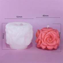 1 pieza Molde de pilar de vela con diseño de rosa, molde de silicona de pilar para velas de soja, yeso, obra de resina, decoración del hogar para San Valentín y bodas - Blanco - Ver 3