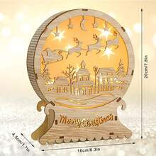 Meching LED Christmas Lighting Wooden, Christmas Star Lighting Window Lighting, LED Christmas Decoration Wooden, LED Deer Lights, Indoor Balcony Christmas Decoration LED (Christmas), Halloween, Halloween Decoration - Wood Color - View 2