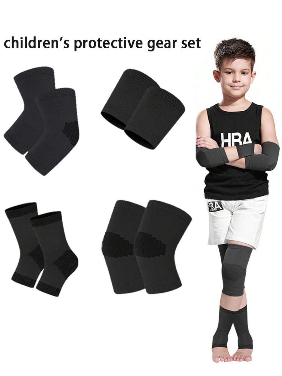 Children's Protective Gear Set, 8 In 1 Knee And Elbow Pads Set For Kids And Teens, Suitable For Roller Skating, Skateboarding, Ice Skating, Cycling, Etc. - Multicolor - View 1