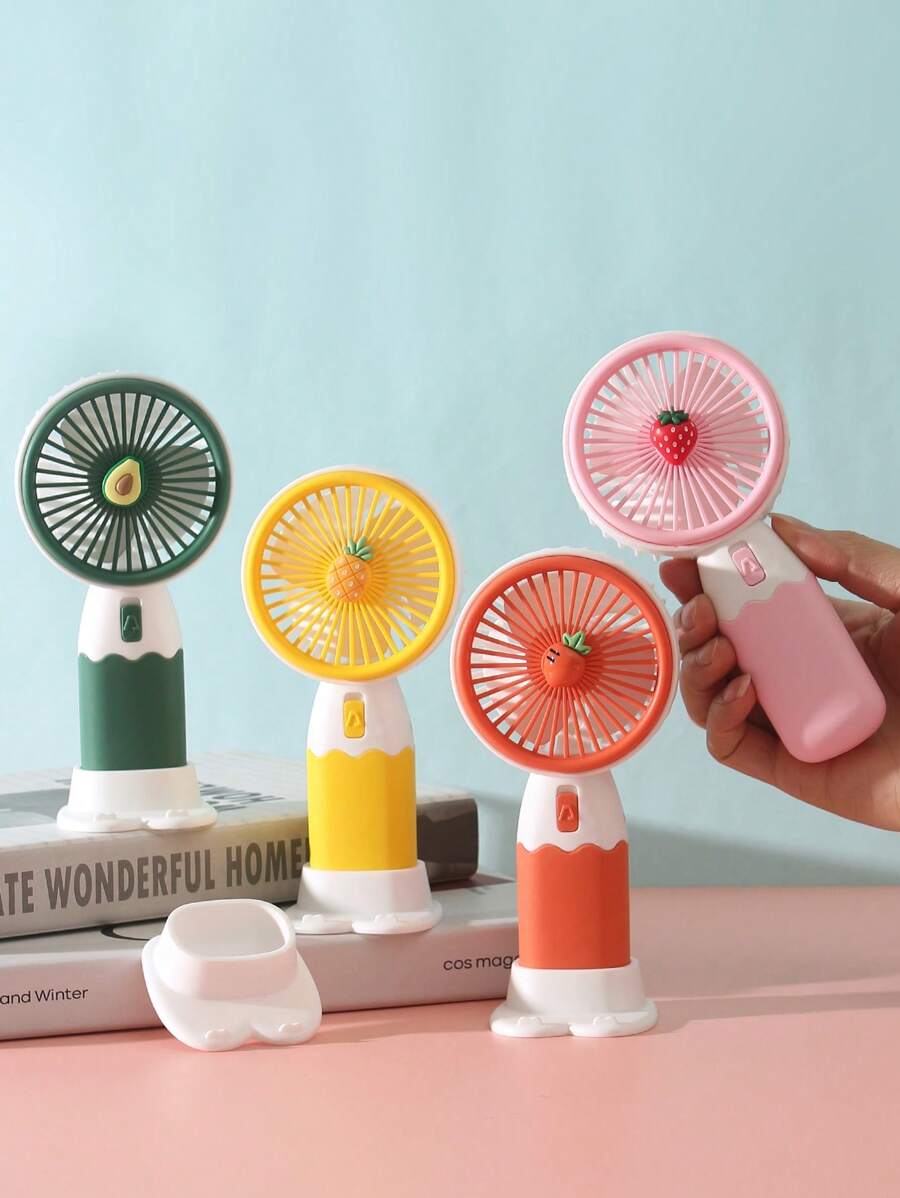 AOYI 1 pieza Ventilador portátil de mano con diseño de frutas, con cable de carga USB, funciona con batería - Multicolor - Ver 1