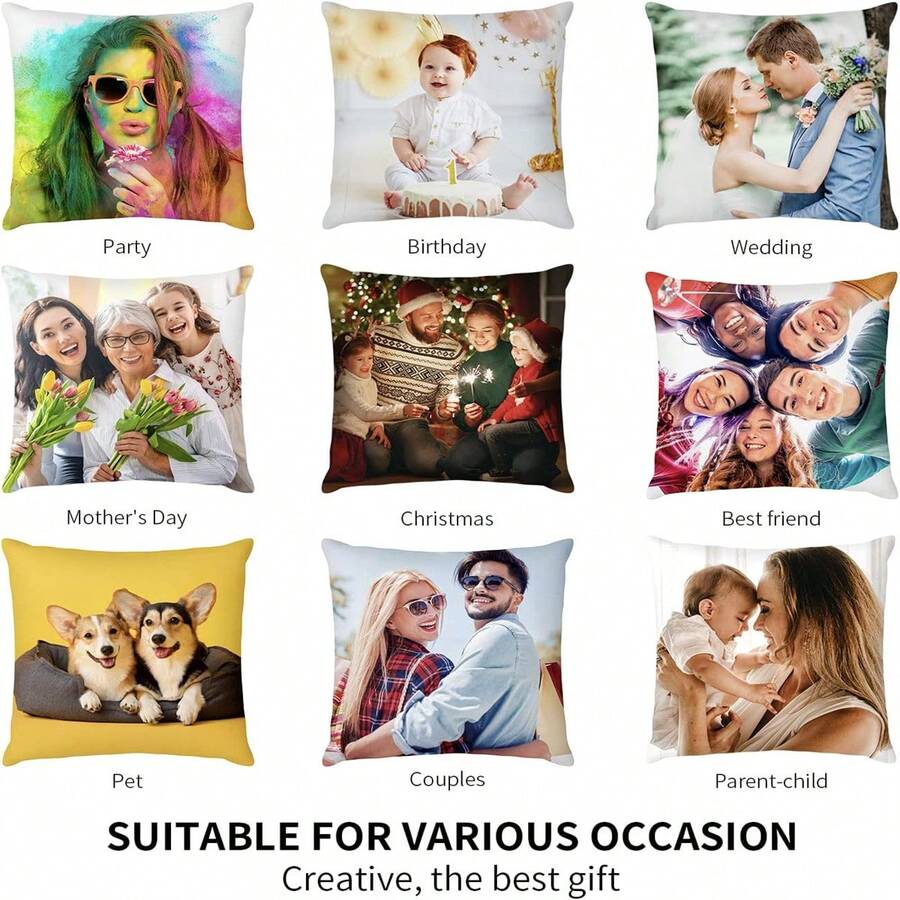 1個自訂圖片文字定制枕頭套，個性化抱枕套，情人節紀念日愛的紀念禮物 - 白色 - 查看 1