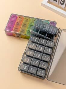 藥盒上午、下午和晚上提醒一週7天盒21-28格套裝，可攜式裝藥分類大容量排藥器，適用於老年人 - 彩色 - 查看 3