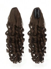 Brown Synthetic Ponytail Extension, Extra Long Wavy Curl Hair Claw Clip, Wave Curly Clip-In Hair Bun For Lady Daily Party