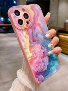 1 个拼色图案眼睛印花手机壳，适用于 iPhone、三星、小米/Redmi、OPPO/Realme、VIVO、Infinix - 粉色 - 查看 3