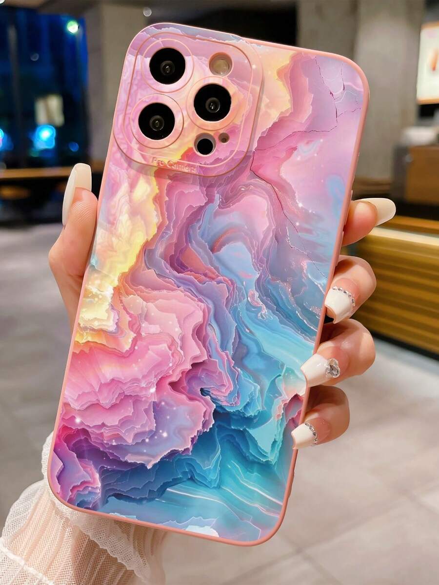 1 个拼色图案眼睛印花手机壳，适用于 iPhone、三星、小米/Redmi、OPPO/Realme、VIVO、Infinix - 粉色 - 查看 1