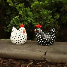 1 pieza Vaso de cerámica ornamentado con diseño de pollo moteado, decoración para hogar, vestíbulo, escritorio o jardín al aire libre