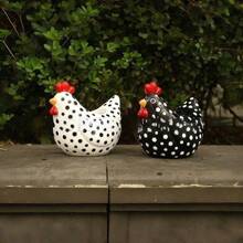 1 pieza Vaso de cerámica ornamentado con diseño de pollo moteado, decoración para hogar, vestíbulo, escritorio o jardín al aire libre