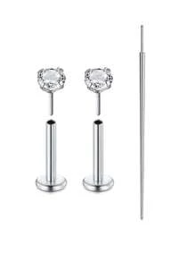 CIZME 3 bucăți 16G/18G/20G Butoane fără fir pentru nas Bijuterii piercing labret din oțel inoxidabil pentru Tragus Monroe Cercei pentru cartilaj Helix pentru buze pentru femei bărbați, șuruburi fără fir pentru nas CZ inele pentru nas pentru femei bărbați inele labret din oțel inoxidabil inele pentru buze ineluri pentru buze CZ Tragus Helix Piercing Bijuterii hipoalergenice, cercei cu spate plat
