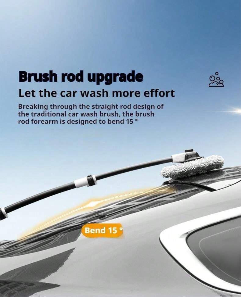 Flexible Rod Car Wash Mop, Chenille Soft Bristle Car Cleaning Tool