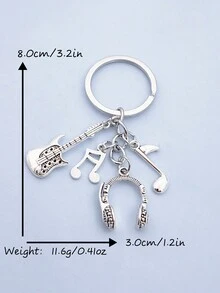 Thời trang DIY Phụ kiện Guitar Microphone Tai nghe Nốt nhạc Sáng tạo Người yêu âm nhạc Móc khóa - Màu Bạc Cổ - Xem 7